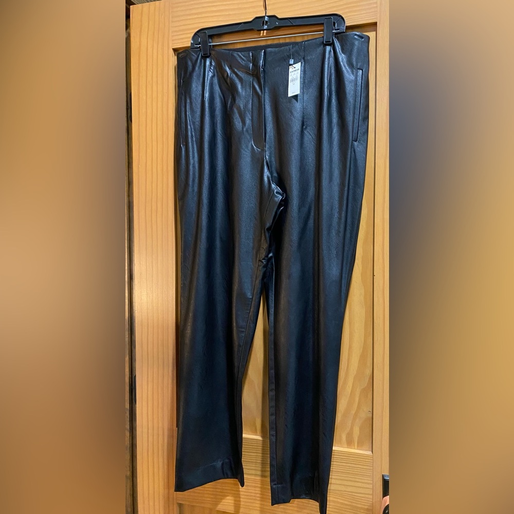 Express Black Faux Leather Straight-Leg Pants